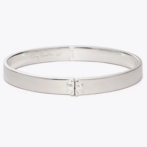 Tory Burch Sterling Silver Kira Hinged Slim Bracelet